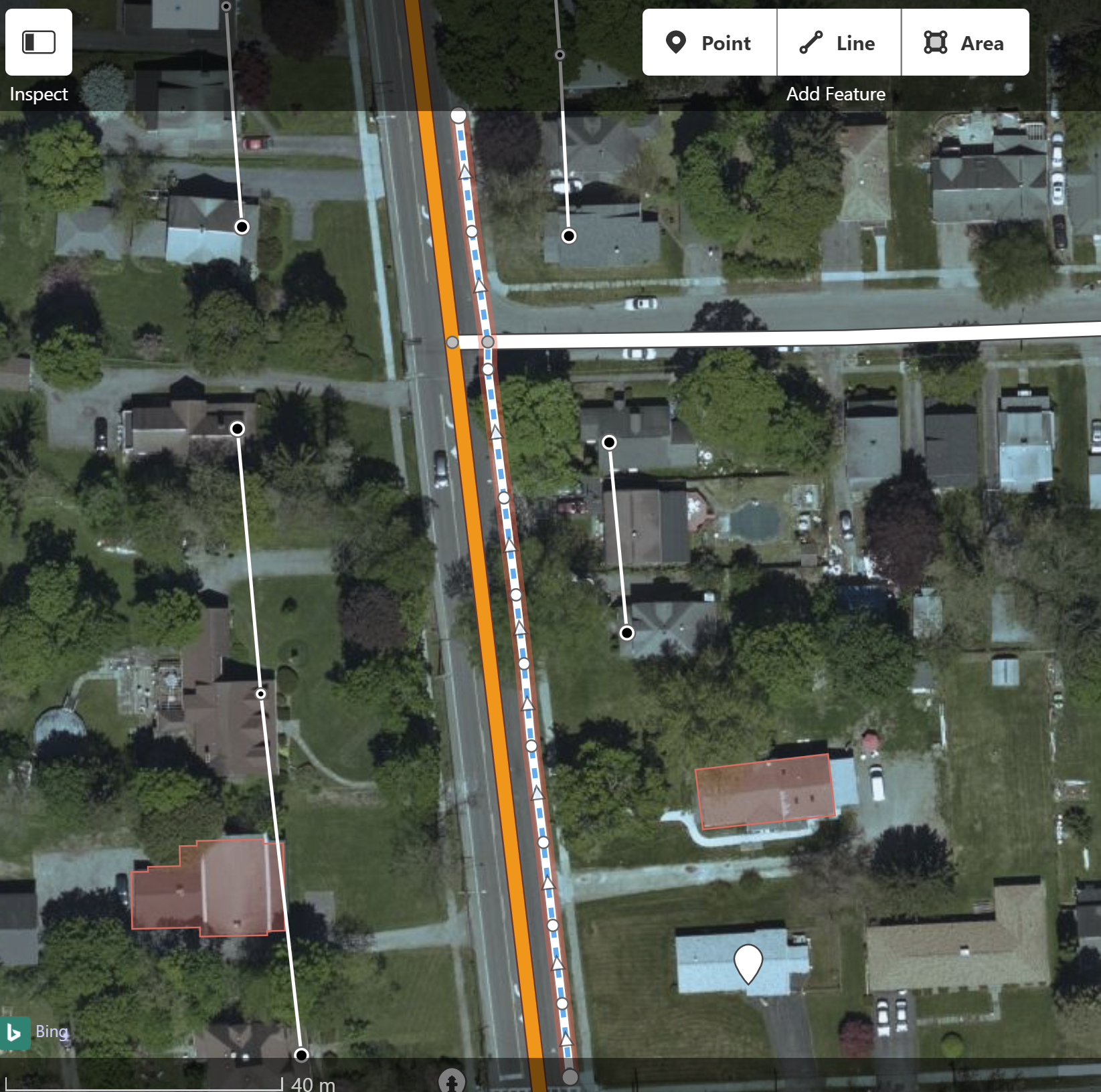Editing a bike path in the OpenStreetMap editor