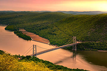View of Hudson Valley bridge from above