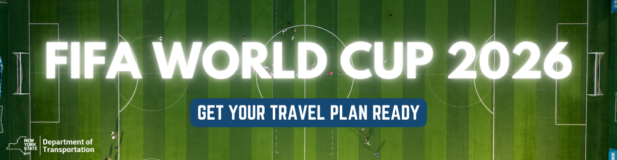 An aerial photo of a soccer field with the title "FIFA World Cup 2026, Coming to MetLife Stadium Summer 2026"