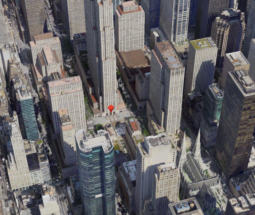 An aerial view of the Rockefeller Center