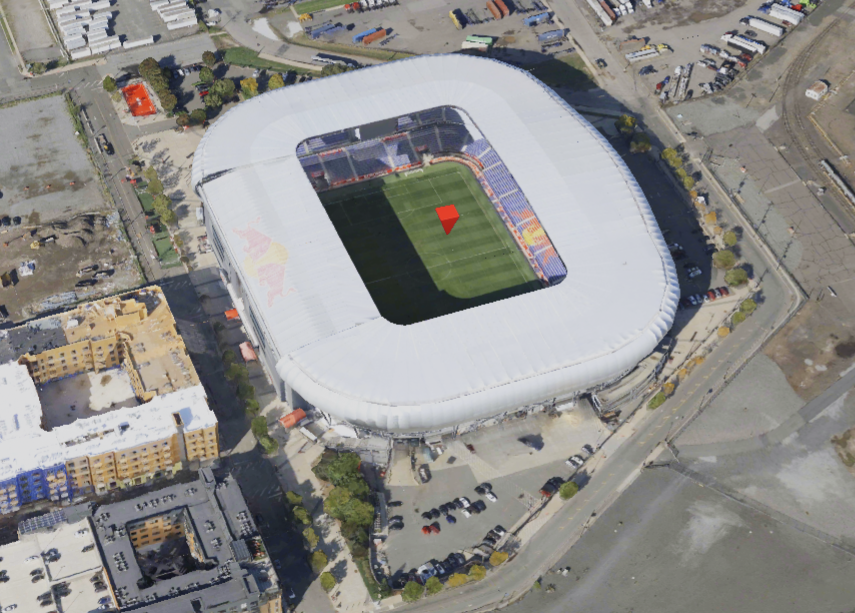 An aerial view of the Sports Illustrated Stadium