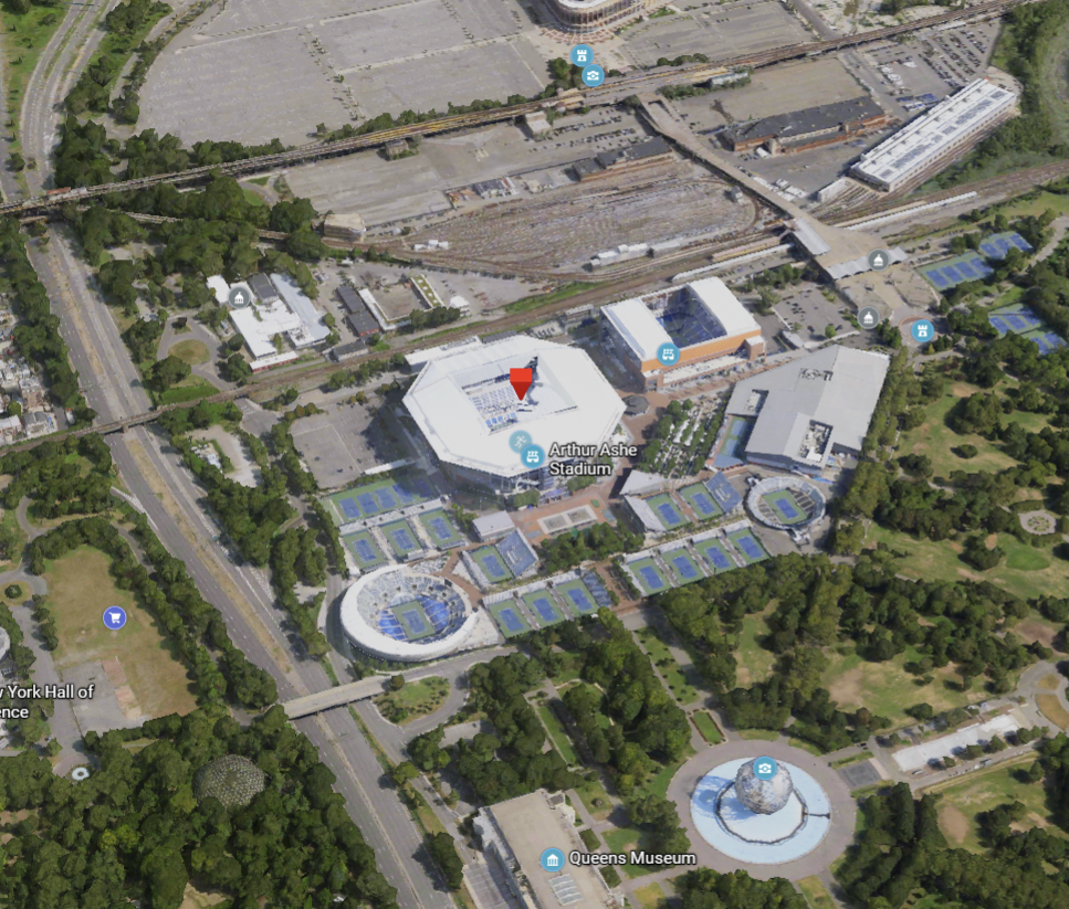 An aerial view of the UTSA Billie Jean King National Tennis Center